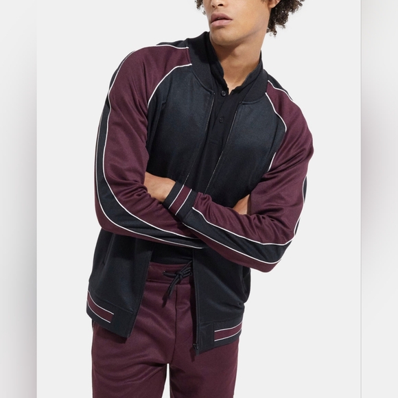 The Kooples Colorblock Zipped Sweatshirt Track Jacket Baseball Collar Silk Trim - Picture 2 of 11